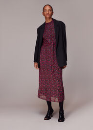 Outlined Floral Tie Mesh Dress
